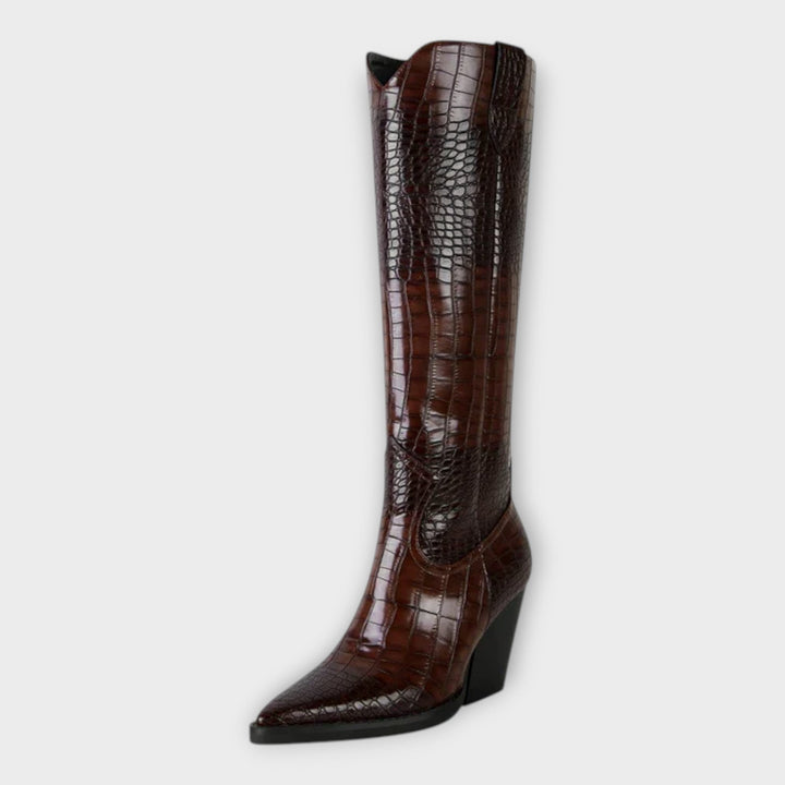 Crocodile Embossing Heel Boots