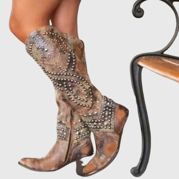 Alyssa - Studded Cowboy Boots