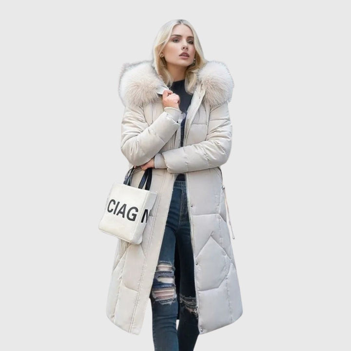 Hannah - Quilted Coat with Hood Trim