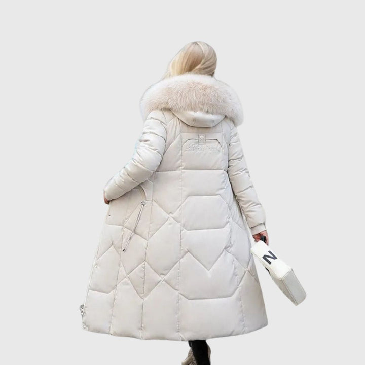 Hannah - Quilted Coat with Hood Trim