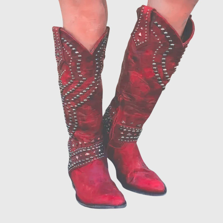 Alyssa - Studded Cowboy Boots