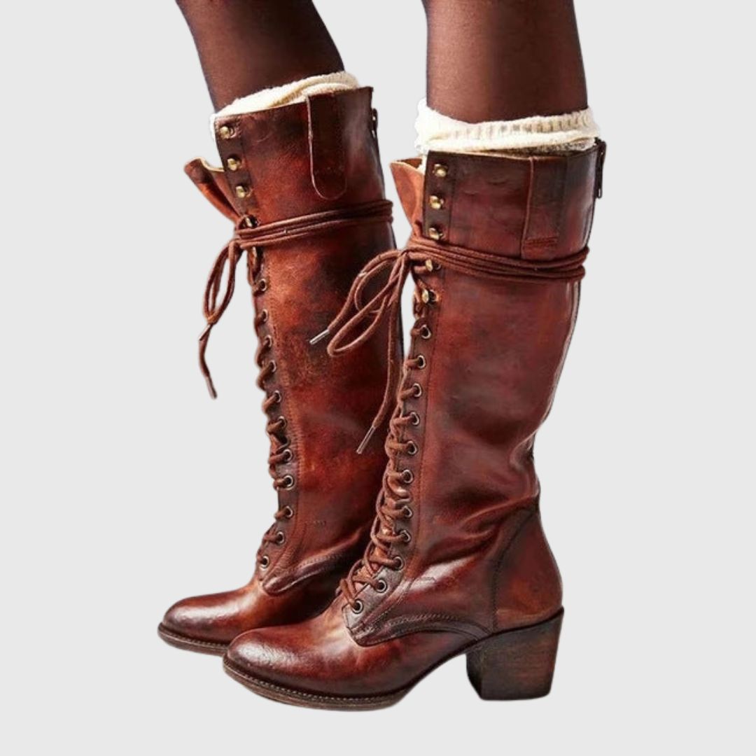 Amelia - Lace-Up Knee-High Boots