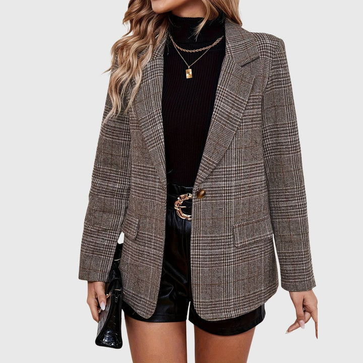 Danielle - Plaid Button Blazer