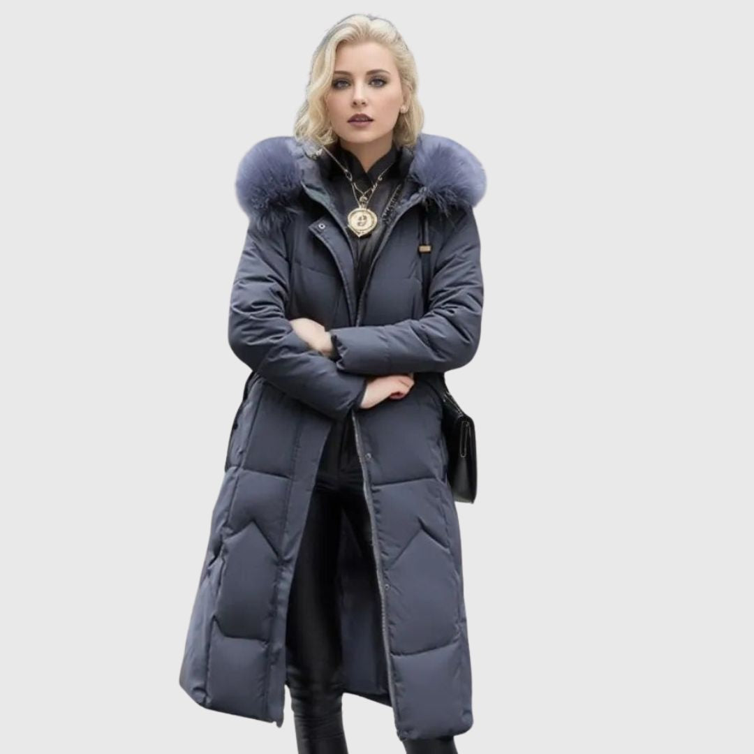 Hannah - Quilted Coat with Hood Trim