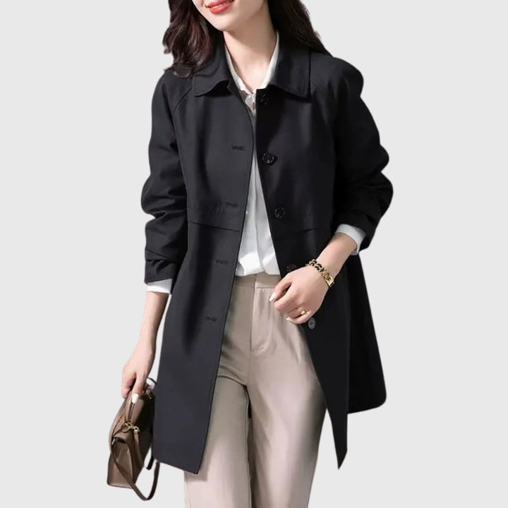 Sarah - Button Long Trench Coat
