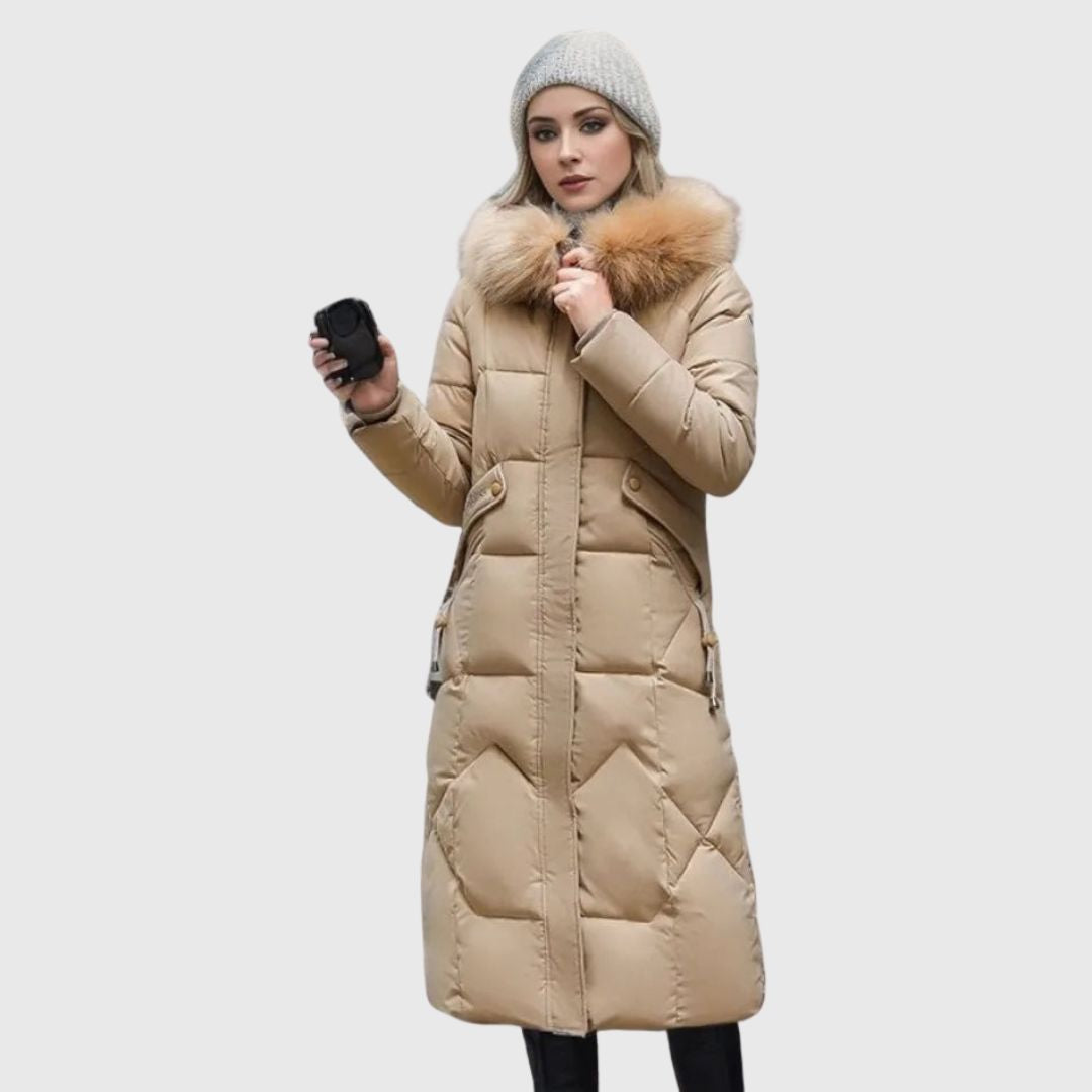 Hannah - Quilted Coat with Hood Trim